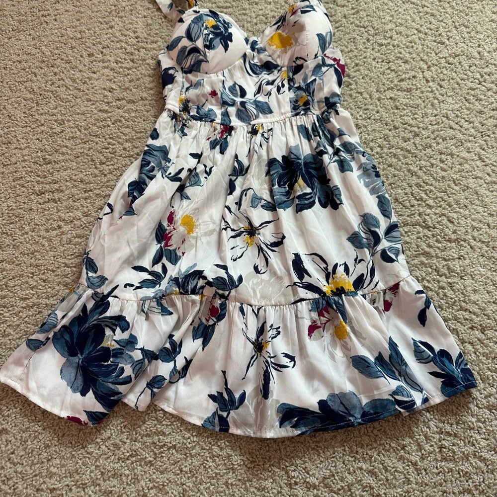 Floral Kids Dress in White and Blue